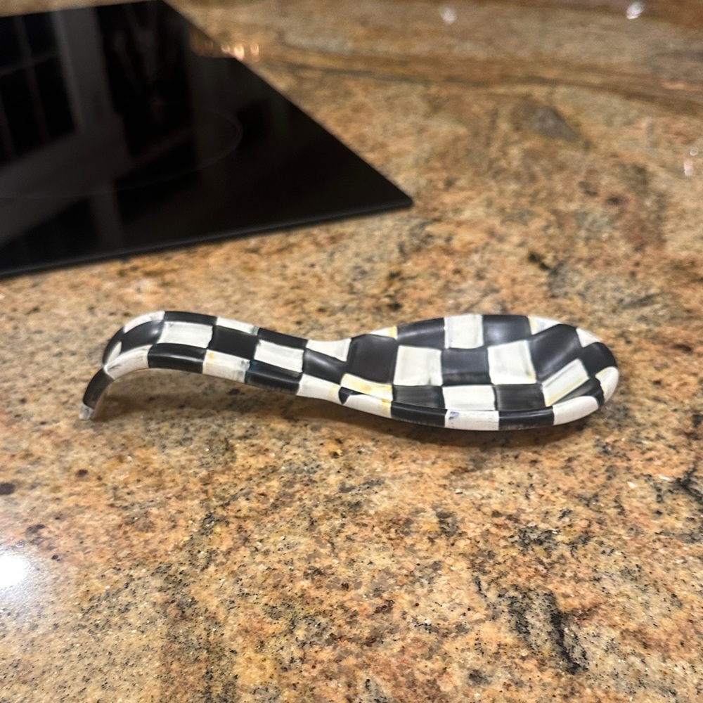 MacKenzie-Childs Black and White Check Spoon Rest